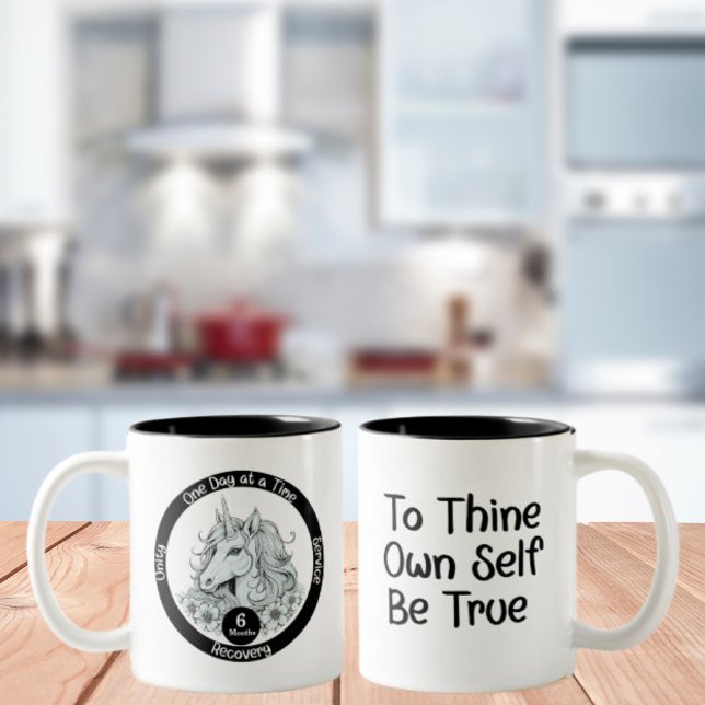 Custom Unicorn Sobriety Milestone Gift Two-Tone Coffee Mug (Creator Uploaded)