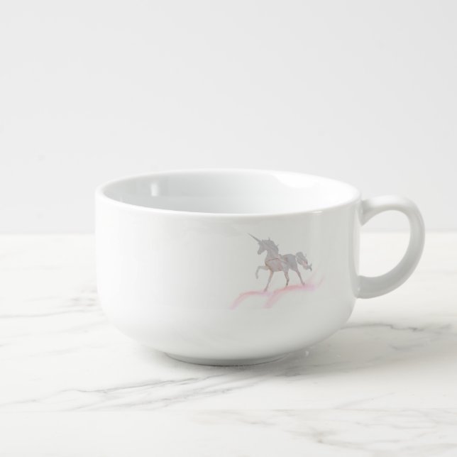Custom Unicorn Your Business Logo Soup Mug (Left)