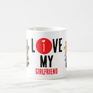 Custom Unique 2 photo Collage I Love My Girlfriend Coffee Mug