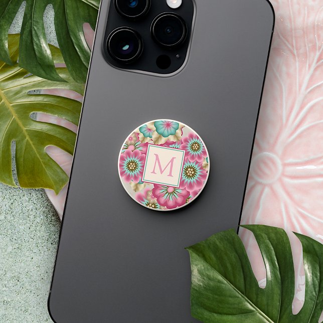Custom Unique Abstract Japanese Flower Art Pattern PopSocket (Creator Uploaded)