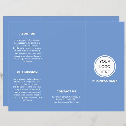 Custom Unique Blue Company Logo Trifold Brochures