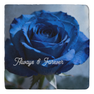 Custom Unique Blue Rose Design Floral Kitchen Trivet