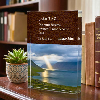 Custom Unique Christmas Gifts for Pastors Brown Photo Block