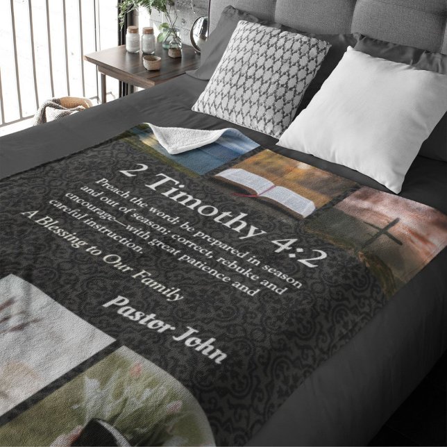 Custom Unique Christmas Gifts for Pastors Gray Sherpa Blanket (Unique Christmas Gifts for Pastors)