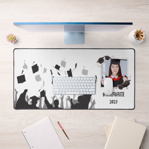 Custom Unique Graduate Photo Graduation Cap Desk Mat