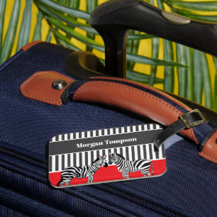 Custom Unique matching Zebra black white and red Luggage Tag