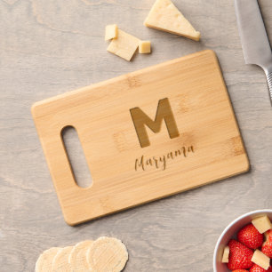 Custom Unique Name for Her Modern Monogram Engraved Cutting Board