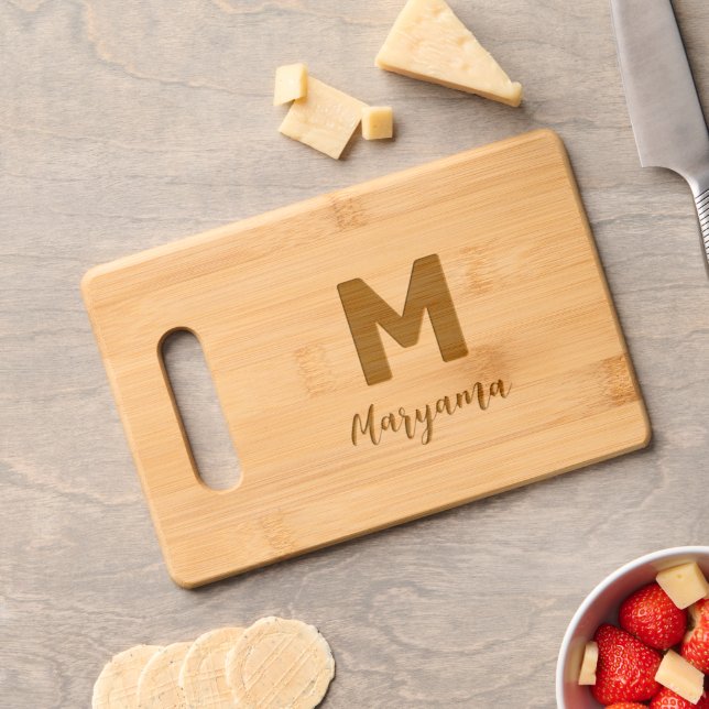 Custom Unique Name for Her | Modern Monogram  Engraved Cutting Board (Cheese)