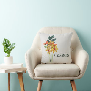 Custom Unique Paper Quilled Flowers Print, 16x16 Throw Pillow