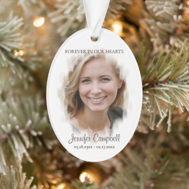 Custom Unique Personalized Classic Photo Memorial Ornament (Tree)