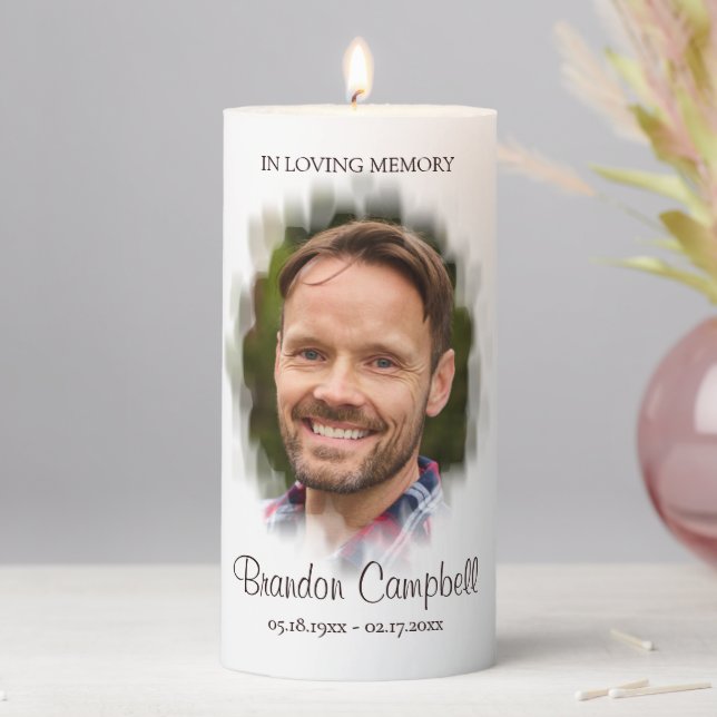 Custom Unique Personalized Classic Photo Memorial Pillar Candle (In Situ)