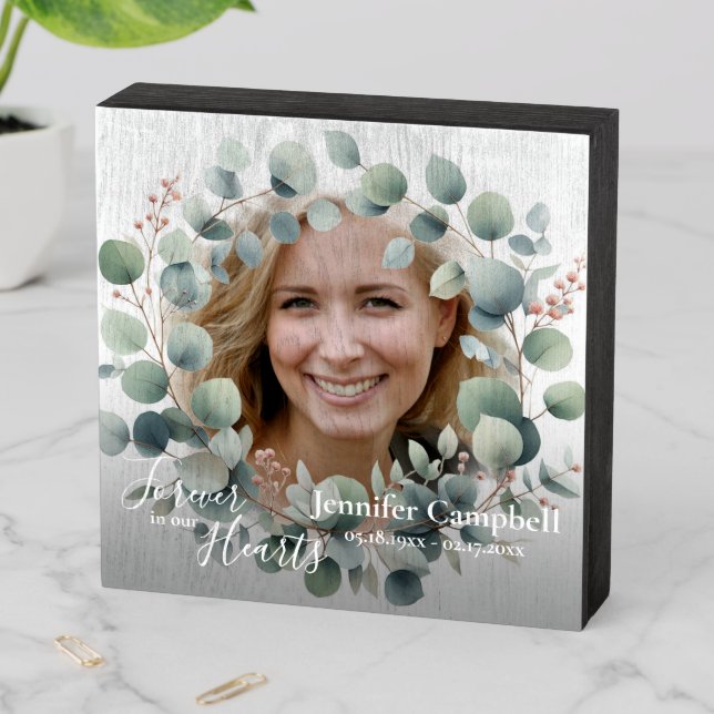 Custom Unique Personalized Classic Photo Memorial Wooden Box Sign (In Situ Horizontal)