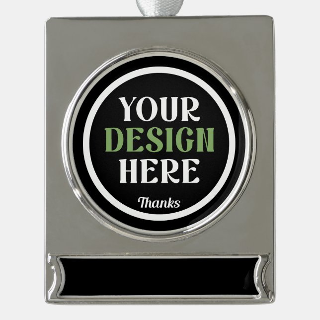 custom, unique, sleek & minimalist hershey®'s kiss silver plated banner ornament (Front)