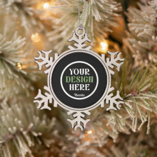 custom, unique, sleek & minimalist hershey®'s kiss snowflake pewter christmas ornament