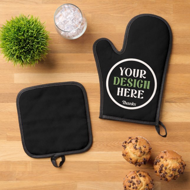 custom, unique, sleek & minimalist oven mitt & pot holder set (Top Down)