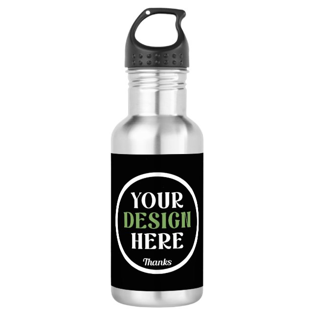 custom, unique, sleek & minimalist stainless steel water bottle (Front)