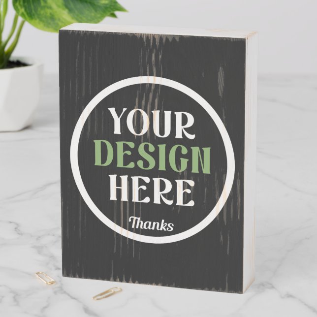 custom, unique, sleek & minimalist wooden box sign (In Situ Vertical)