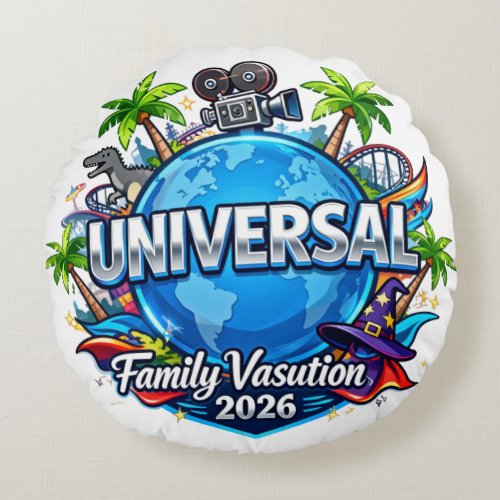 Custom Universal Florida Family Vacation 2026 Shir Round Pillow