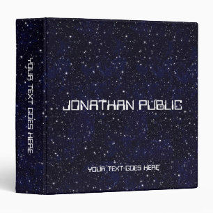 Custom Universe Science Space Stars Black 3 Ring Binder