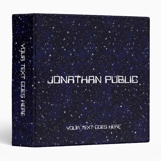 Custom Universe Science Space Stars Black 3 Ring Binder (Front/Spine)