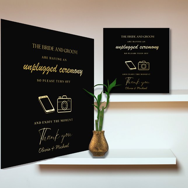Custom Unplugged Ceremony Wedding Sign Real Foil (Creator Uploaded)