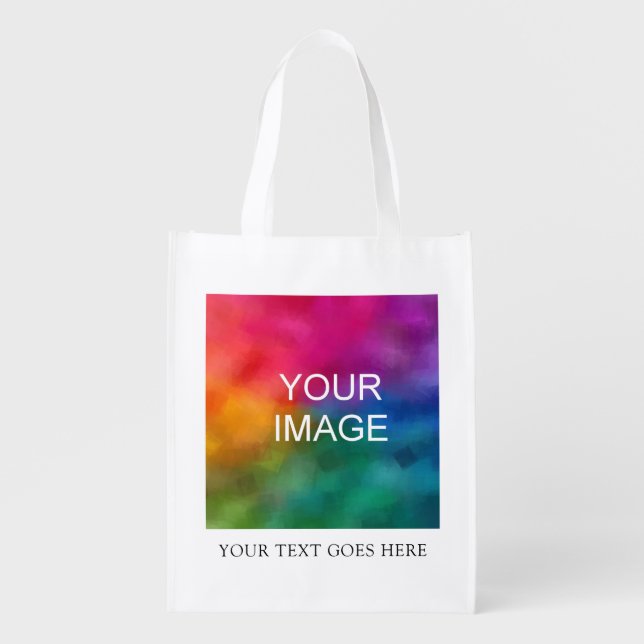 Custom Upload Add Image Logo Photo Template Grocery Bag (Front)
