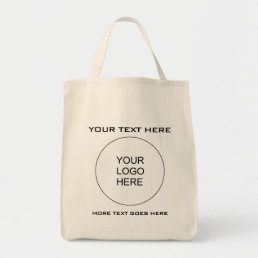 Custom Upload Business Company Logo Text Grocery Tote Bag