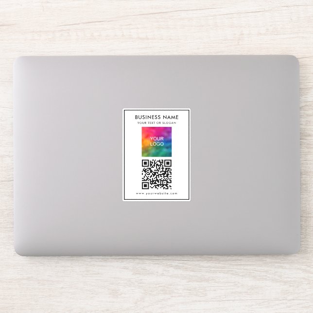 Custom Upload Business Logo Add Text QR Code Sticker (Computer)