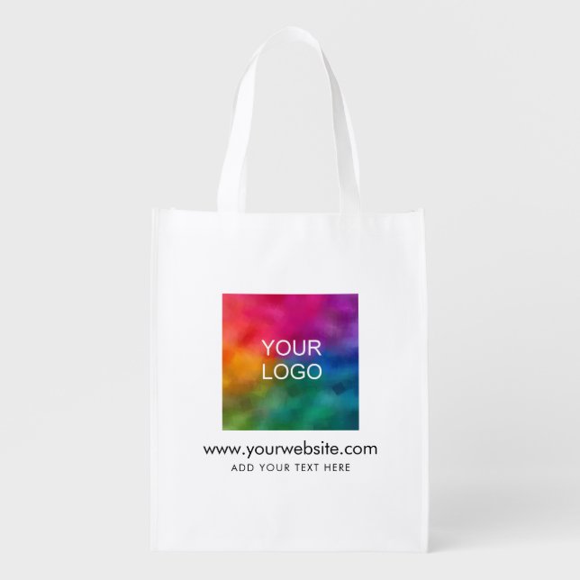 Custom Upload Company Business Logo Url Template Grocery Bag (Front)