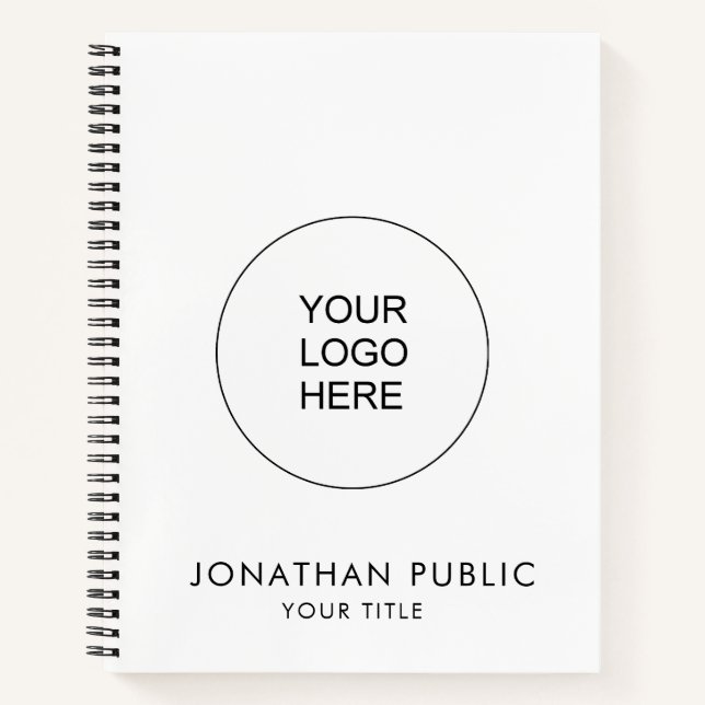 Custom Upload Company Logo Add Your Text Name Notebook (Front)