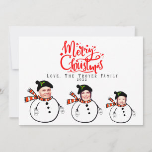 Custom Upload Family Photo Faces Christmas Card