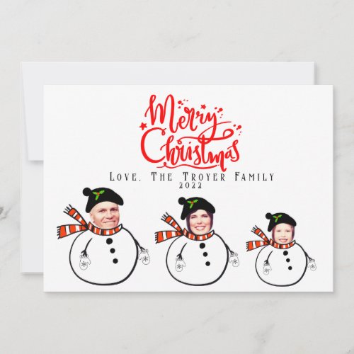 Custom Upload Family Photo Faces Christmas Card