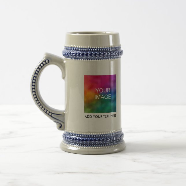 Custom Upload Image Company Logo Here Text Name Beer Stein (Left)