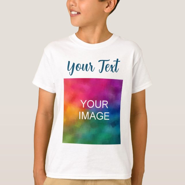 Custom Upload Image Photo Text Kids Boys Script T-Shirt (Front)
