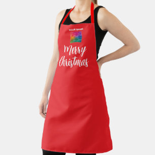 Custom Upload Logo Add Name Large Merry Christmas Apron