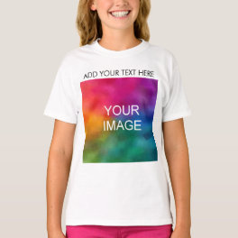 Custom Upload Photo Add Text Template Kids Girls T-Shirt