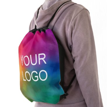 Custom Upload Your Business Company Logo Template Drawstring Bag