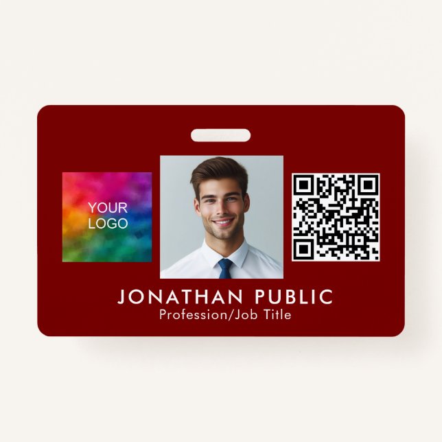 Custom Upload Your Company Logo Employee Photo Badge (Front)
