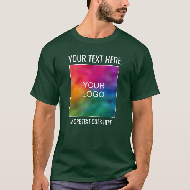 Custom Upload Your Company Logo Mens Forest Green T-Shirt (Front)