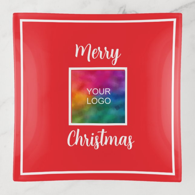 Custom Upload Your Logo Template Merry Christmas Trinket Tray (Front)