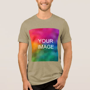 Custom Upload Your Own Photo Mens Olive Green Tri-Blend Shirt
