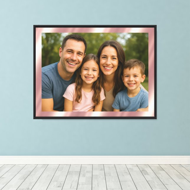 Custom Upload Your Own Photo to Rose Gold Template Canvas Print (Insitu(Wood Floor))