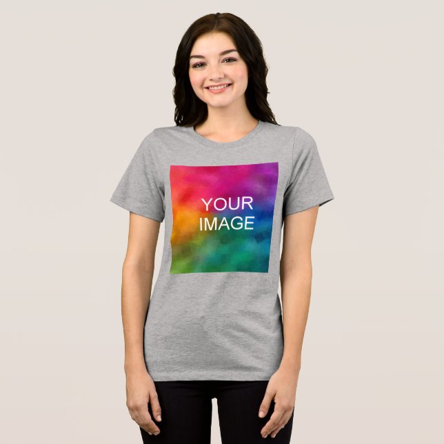 Custom Upload Your Own Photo Womens Athletic Grey Tri-Blend Shirt (Front Full)