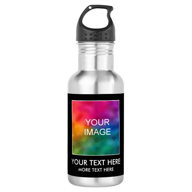 Custom Upload Your Photo Image Or Logo Template Stainless Steel Water Bottle (Front)