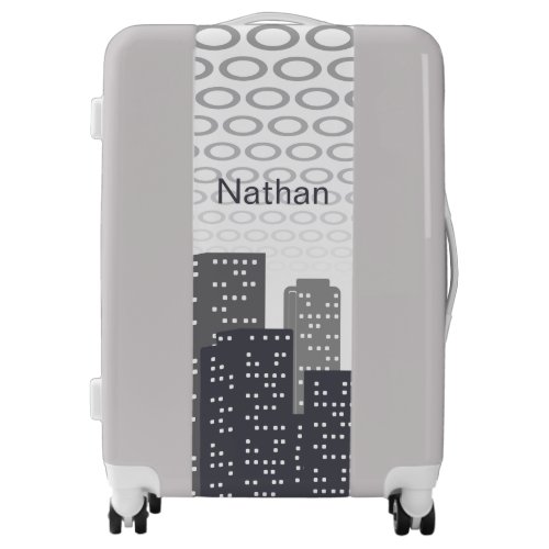 Custom Urban Cityscape Shades of Grey Personalised Luggage