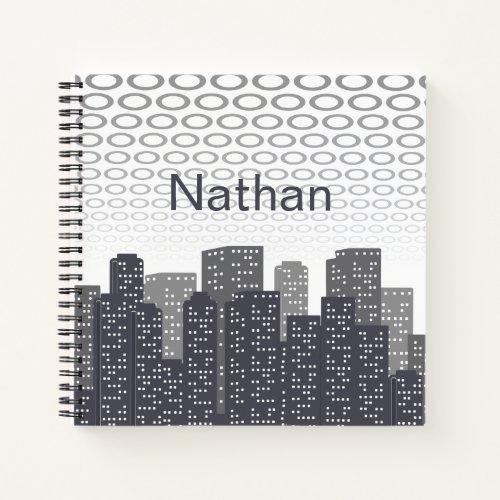 Custom Urban Cityscape Shades of Grey Personalised Notebook