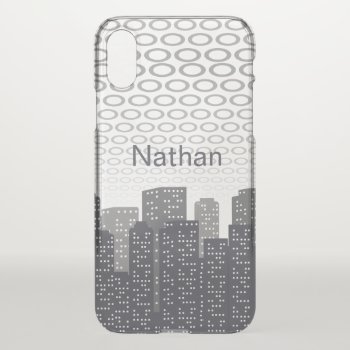 Custom Urban Cityscape Shades Of Grey Personalised Iphone X Case by LouiseBDesigns at Zazzle
