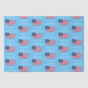 Custom US Map Flag Independence Day Happy July 4th Tissue Paper
