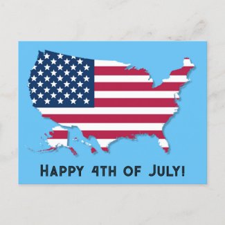 Custom US Map Flag Red White Blue Happy July 4th