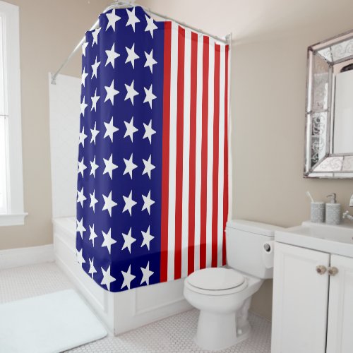 Custom USA American Flag Design Pattern Shower Curtain